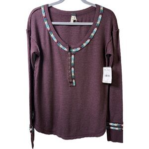 Free People Plum Long Sleeve Thermal Top